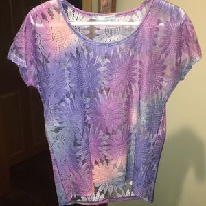 Faded purple short sleeve top, transparent